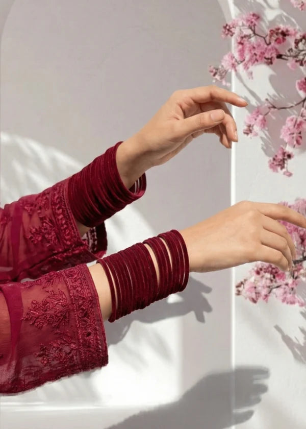 Maroon Velvet Bangles
